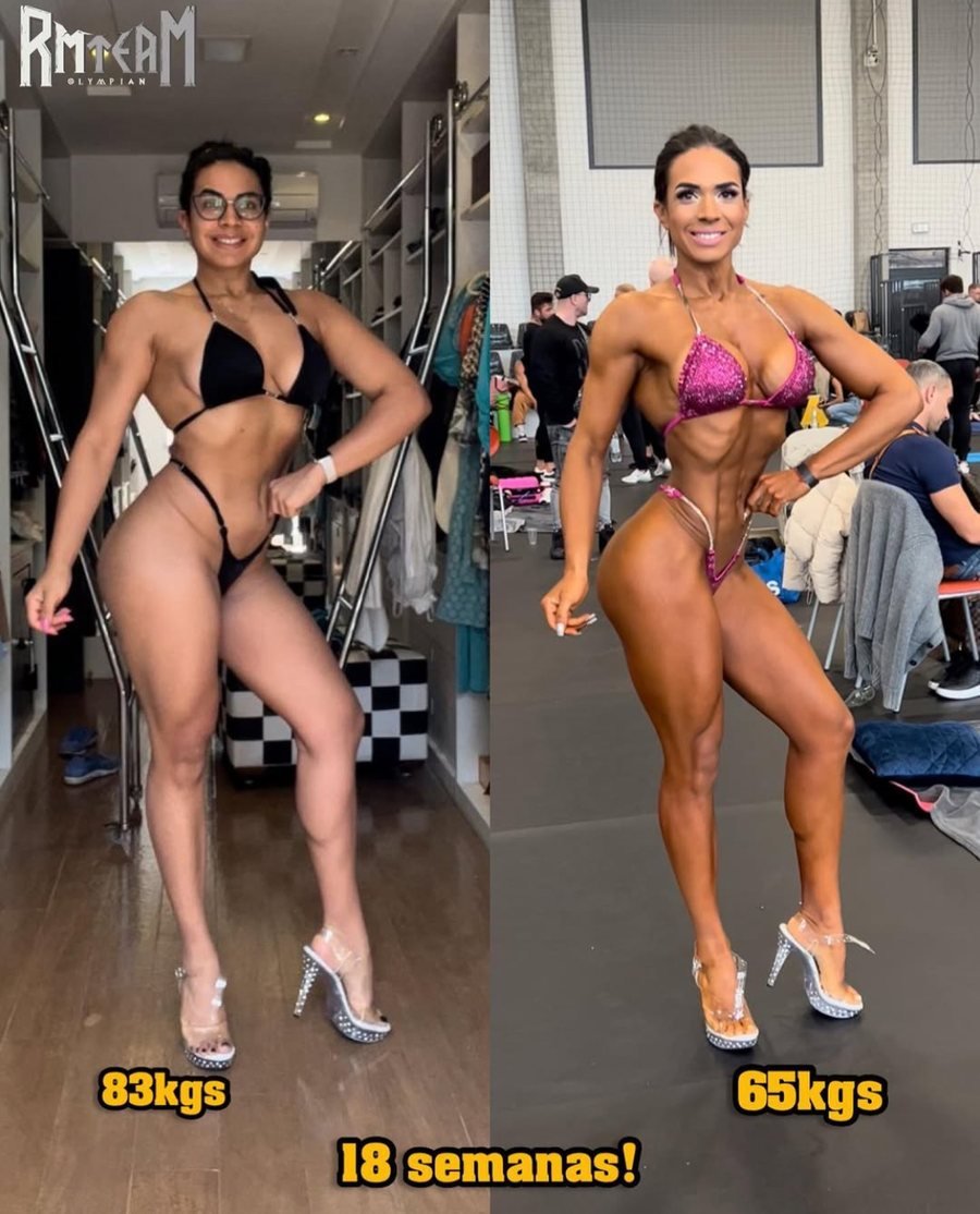 Antes e depois de aluna do Team Miletnar