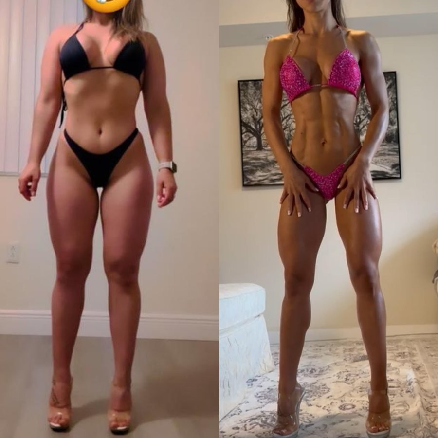 Antes e depois de aluna do Team Miletnar