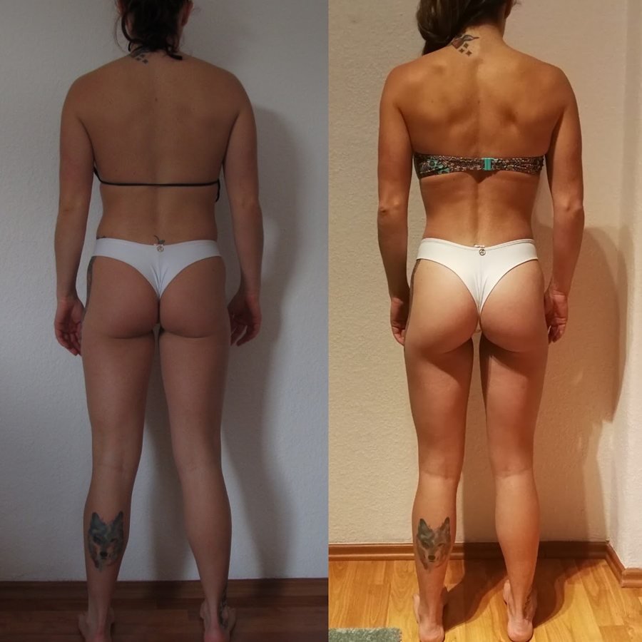 Antes e depois de aluna do Team Miletnar
