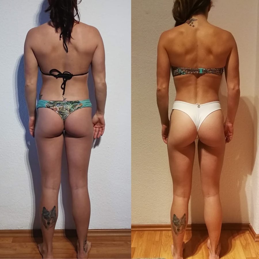 Antes e depois de aluna do Team Miletnar