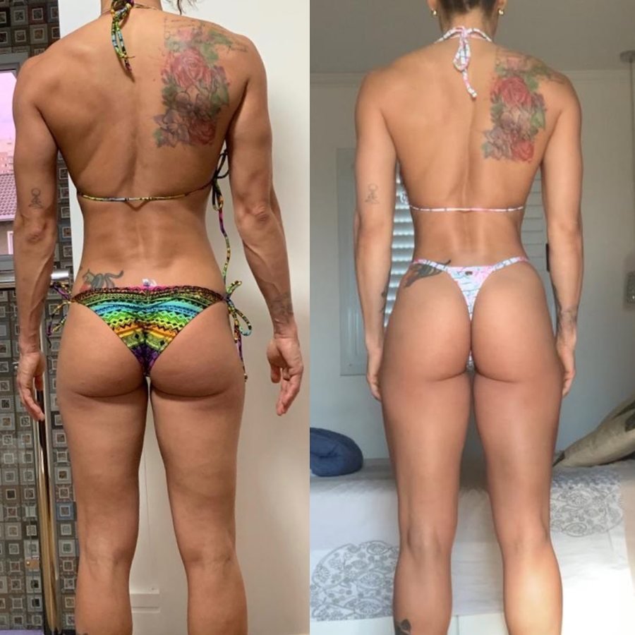 Antes e depois de aluna do Team Miletnar