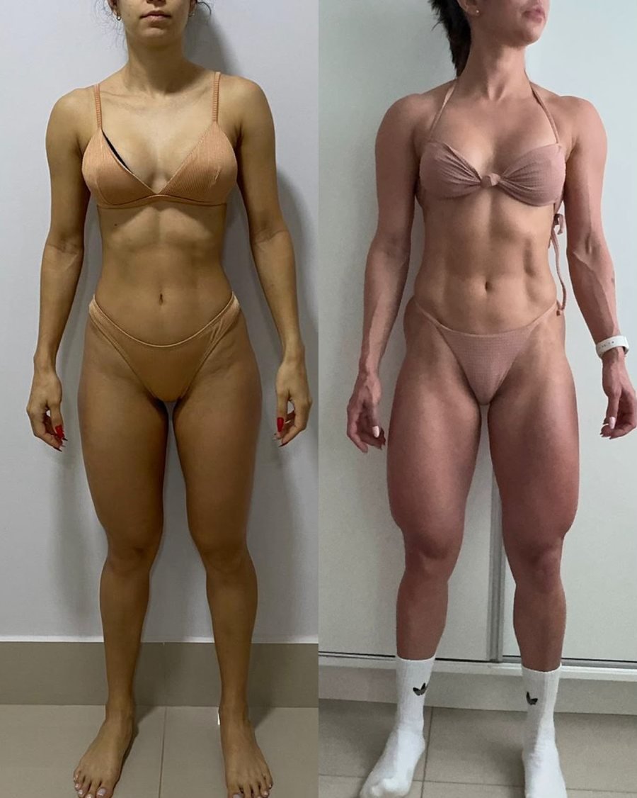 Antes e depois de aluna do Team Miletnar