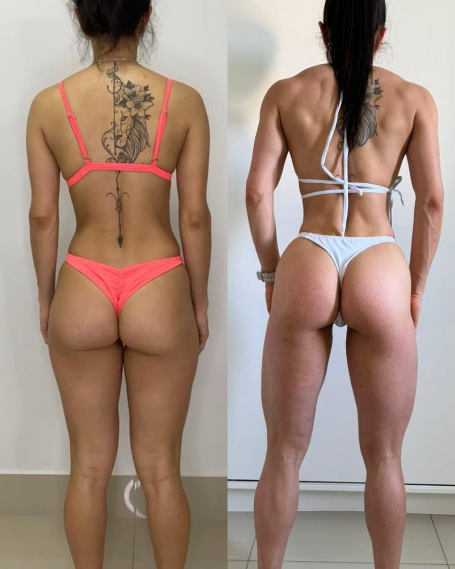 Antes e depois de aluna do Team Miletnar