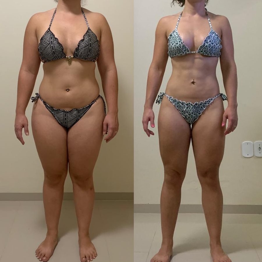 Antes e depois de aluna do Team Miletnar
