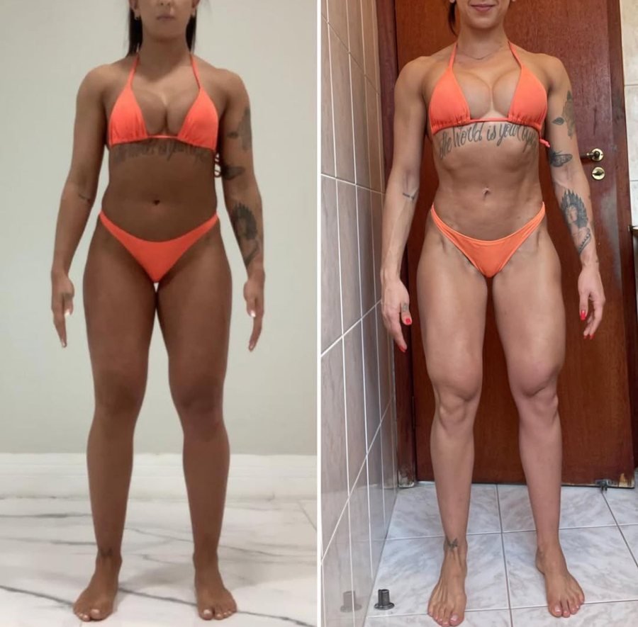 Antes e depois de aluna do Team Miletnar