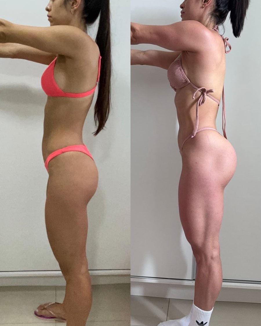 Antes e depois de aluna do Team Miletnar