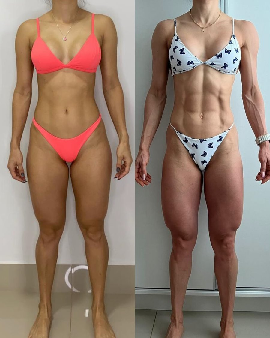 Antes e depois de aluna do Team Miletnar