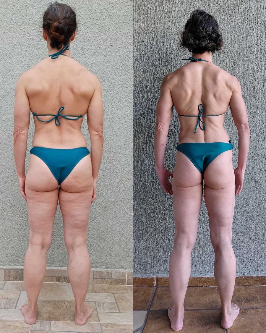 Antes e depois de aluna do Team Miletnar