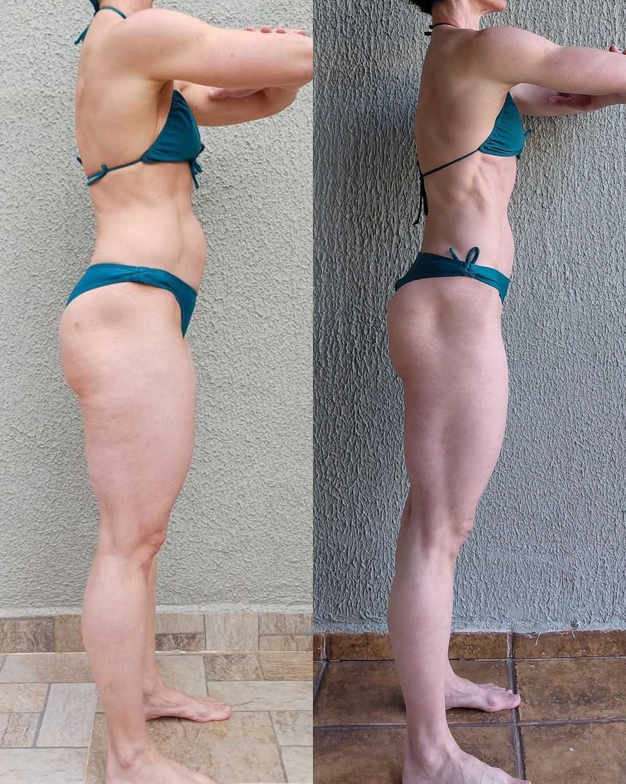 Antes e depois de aluna do Team Miletnar