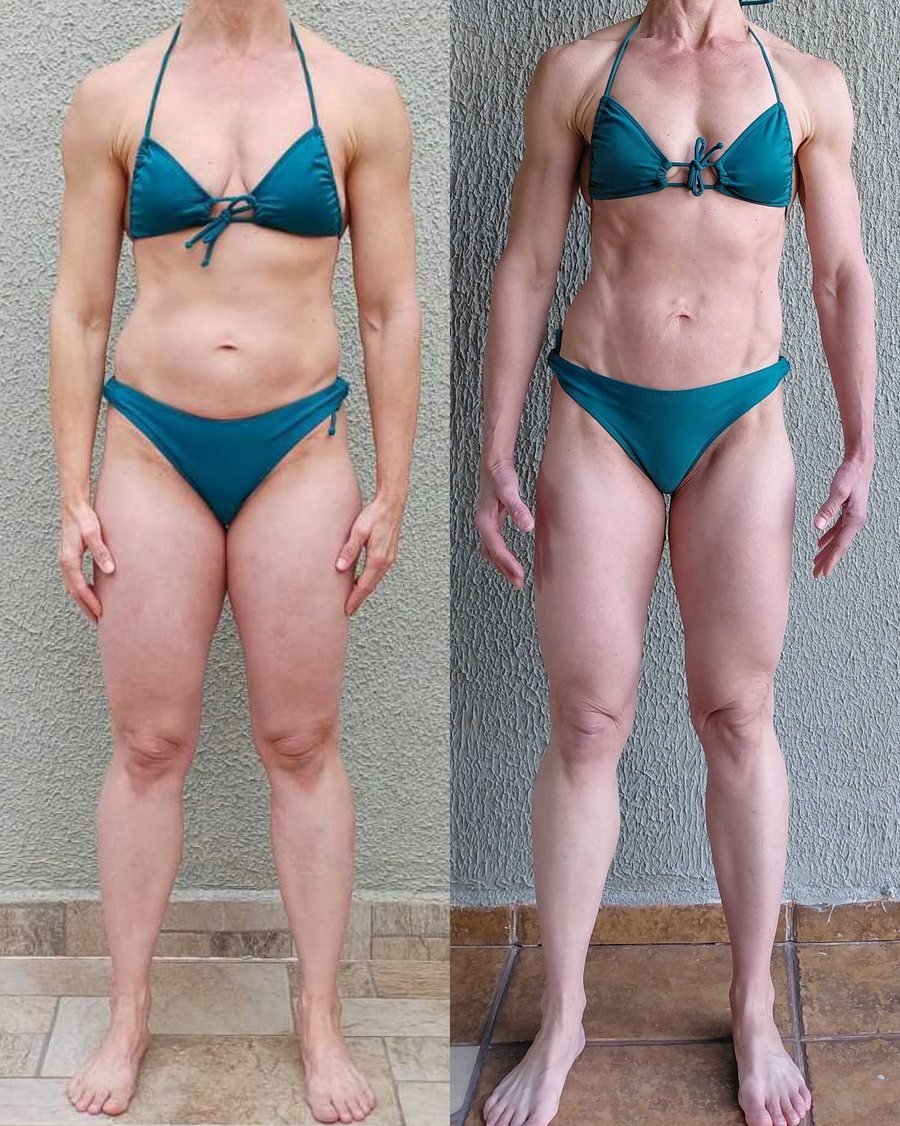 Antes e depois de aluna do Team Miletnar