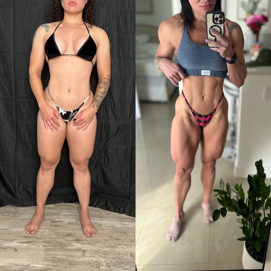 Antes e depois de aluna do Team Miletnar