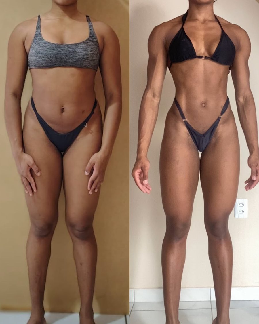 Antes e depois de aluna do Team Miletnar