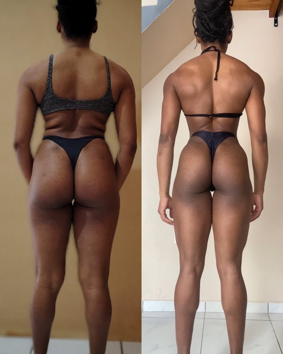 Antes e depois de aluna do Team Miletnar