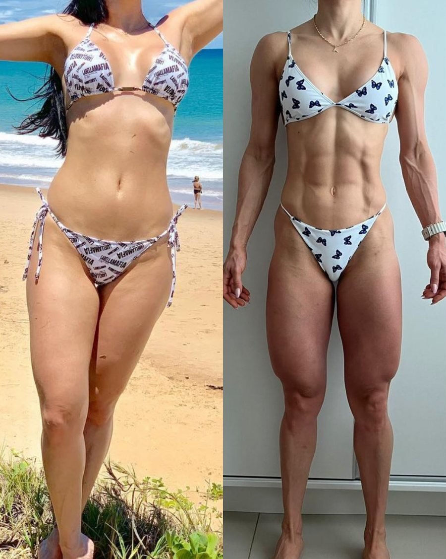 Antes e depois de aluna do Team Miletnar