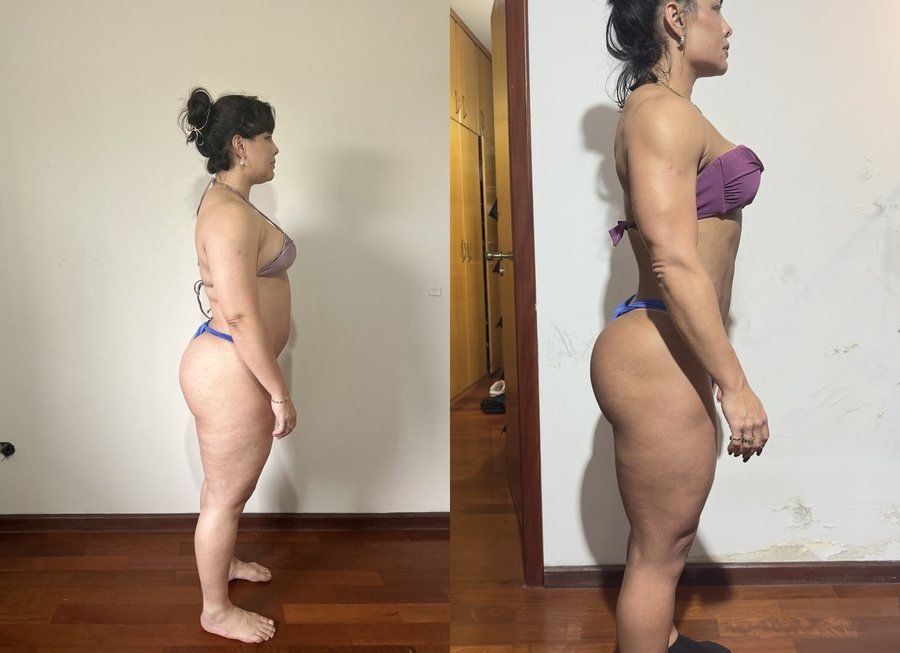 Antes e depois de aluna do Team Miletnar