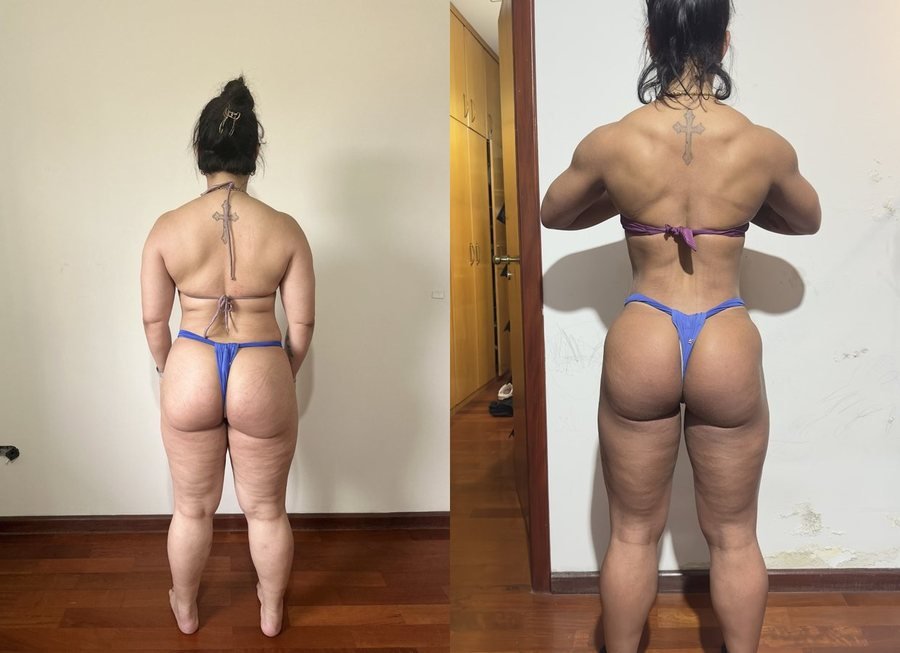 Antes e depois de aluna do Team Miletnar
