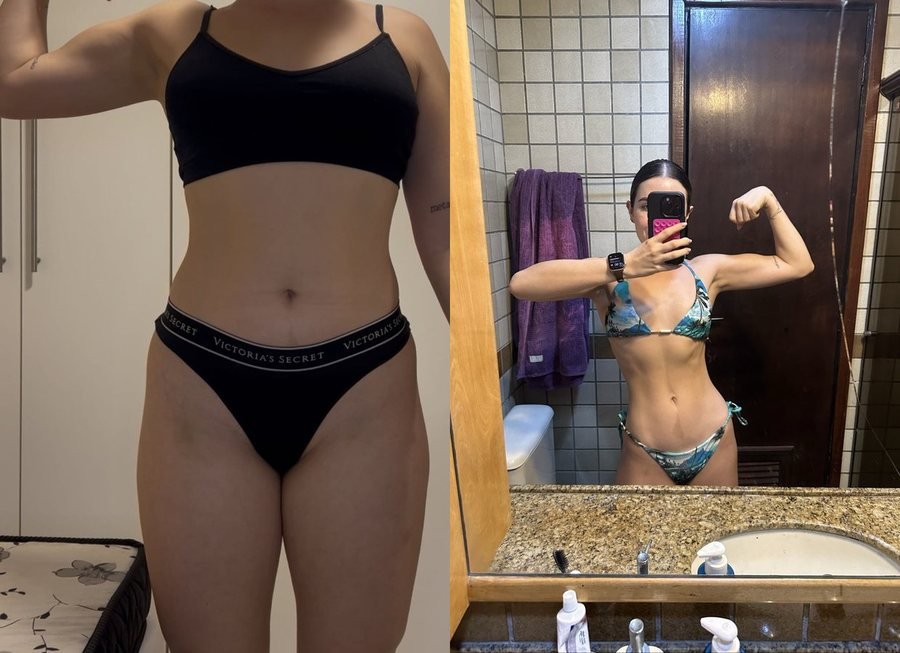 Antes e depois de aluna do Team Miletnar