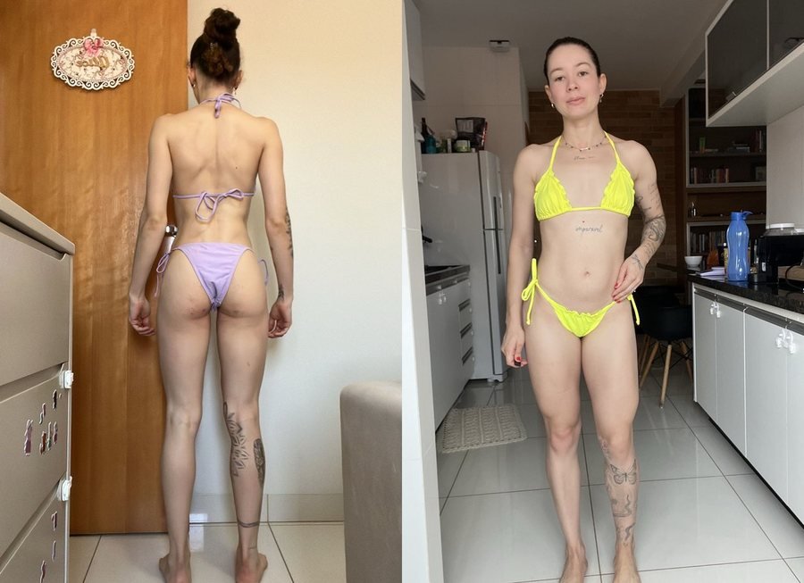 Antes e depois de aluna do Team Miletnar