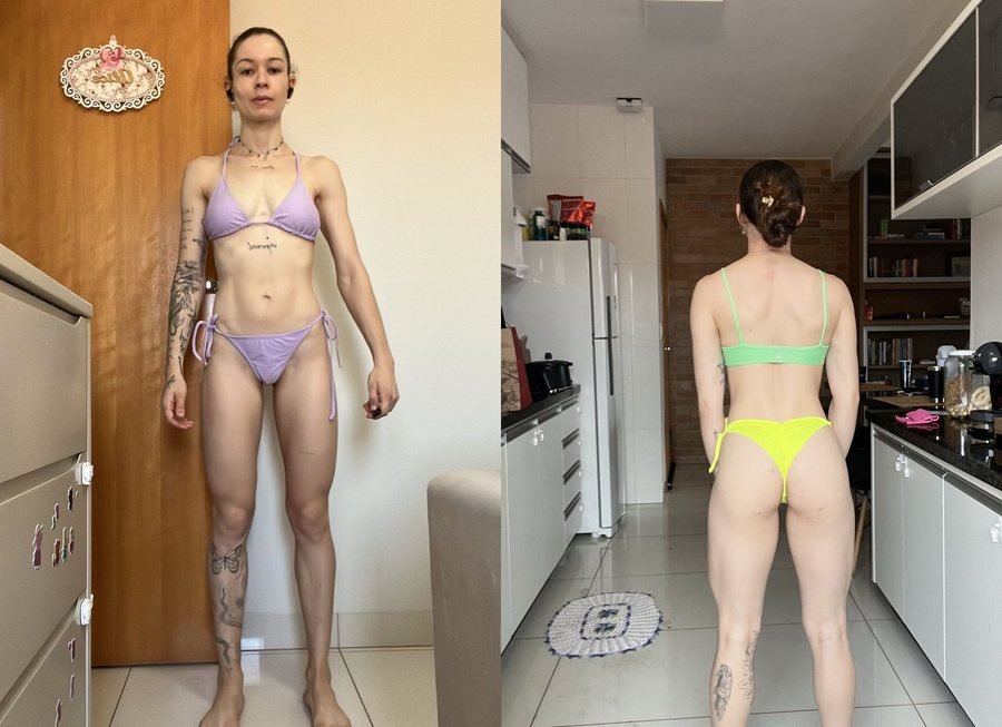 Antes e depois de aluna do Team Miletnar