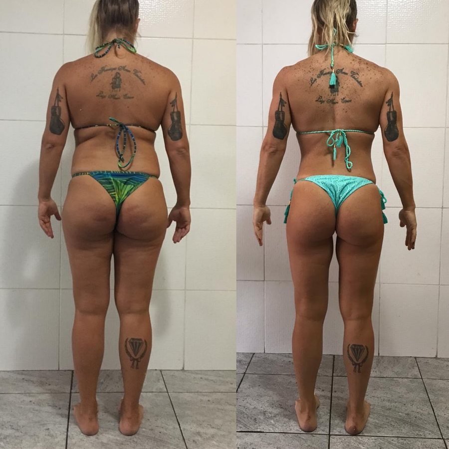 Antes e depois de aluna do Team Miletnar