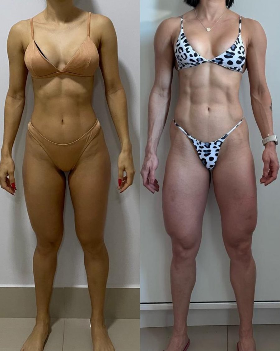 Antes e depois de aluna do Team Miletnar