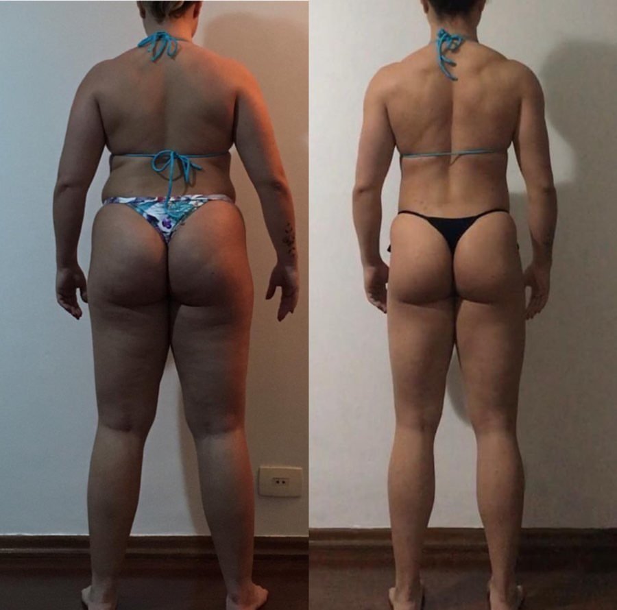 Antes e depois de aluna do Team Miletnar